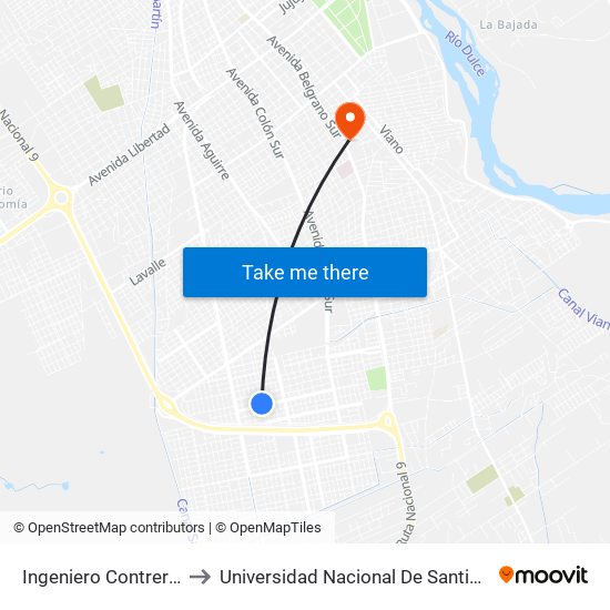 Ingeniero Contreras, 5017 to Universidad Nacional De Santiago Del Estero map