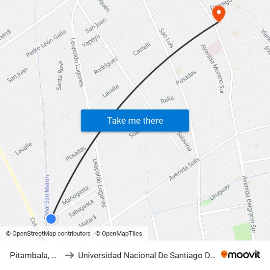 Pitambala, 3440 to Universidad Nacional De Santiago Del Estero map