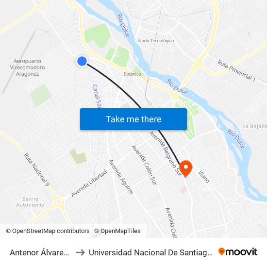 Antenor Álvarez, 2235 to Universidad Nacional De Santiago Del Estero map