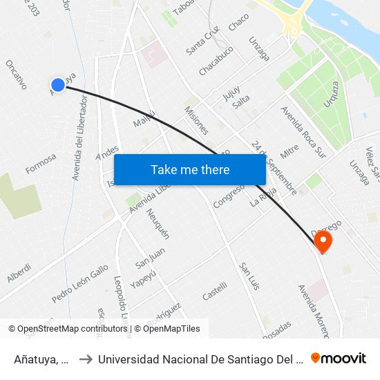 Añatuya, 492 to Universidad Nacional De Santiago Del Estero map