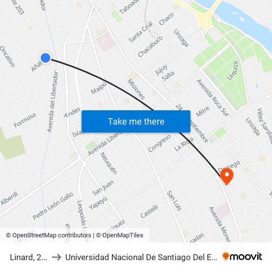 Linard, 270 to Universidad Nacional De Santiago Del Estero map