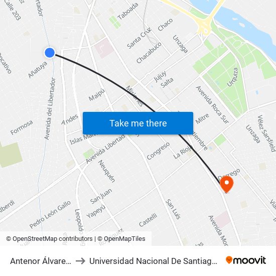 Antenor Álvarez, 684 to Universidad Nacional De Santiago Del Estero map