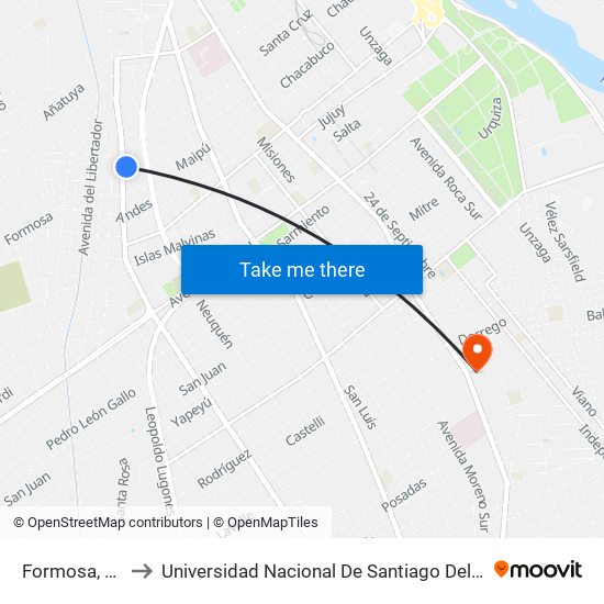 Formosa, 899 to Universidad Nacional De Santiago Del Estero map