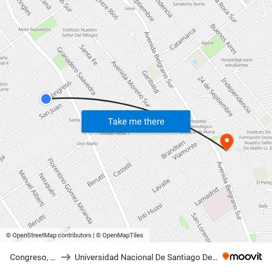 Congreso, 743 to Universidad Nacional De Santiago Del Estero map