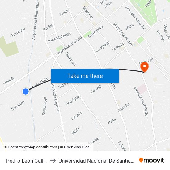 Pedro León Gallo, 2422 to Universidad Nacional De Santiago Del Estero map