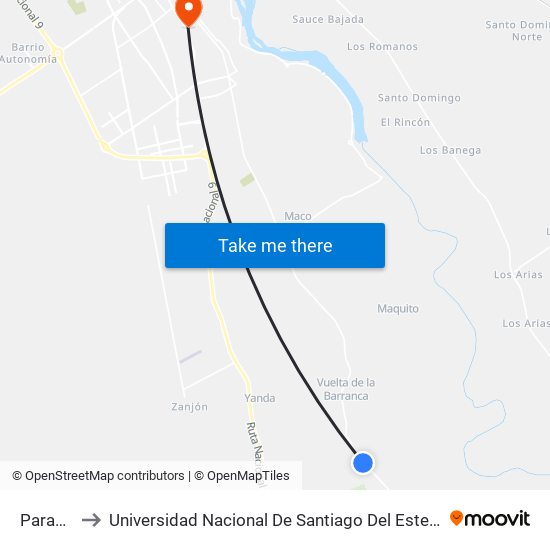 Parada to Universidad Nacional De Santiago Del Estero map