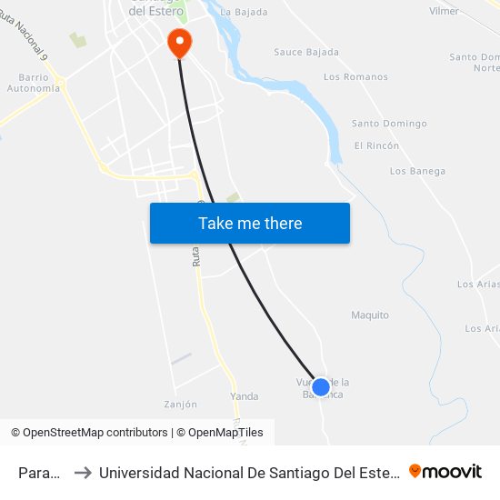 Parada to Universidad Nacional De Santiago Del Estero map