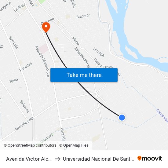 Avenida Victor Alcorta, 3825 to Universidad Nacional De Santiago Del Estero map