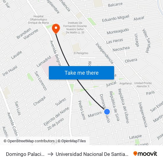 Domingo Palacios, 355 to Universidad Nacional De Santiago Del Estero map