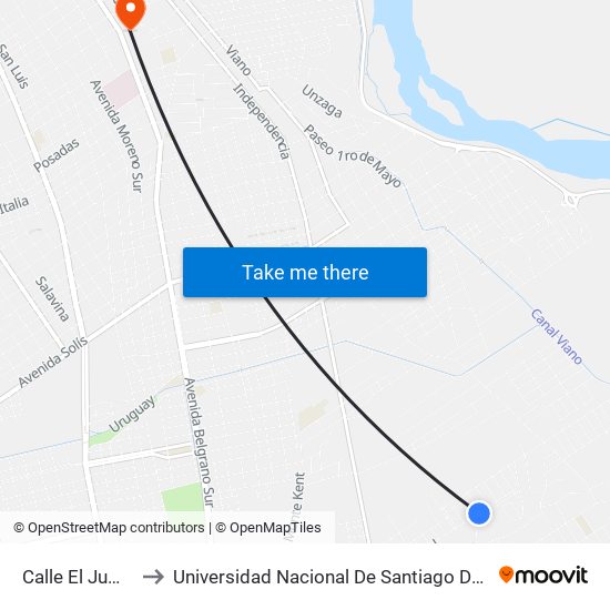 Calle El Jume, 5 to Universidad Nacional De Santiago Del Estero map