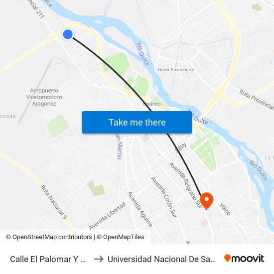 Calle El Palomar Y Aviación Civil to Universidad Nacional De Santiago Del Estero map