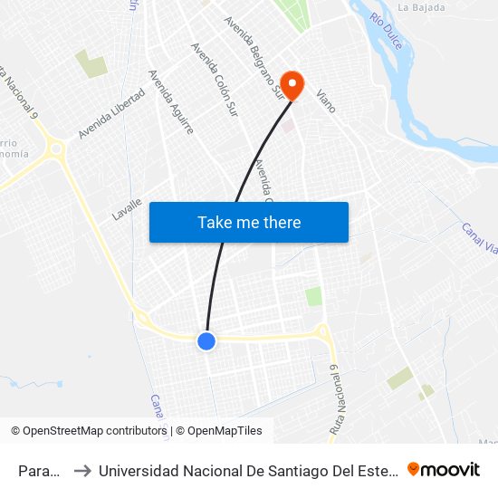 Parada to Universidad Nacional De Santiago Del Estero map