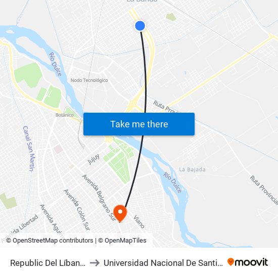 Republic Del Líbano Sur, 460 to Universidad Nacional De Santiago Del Estero map