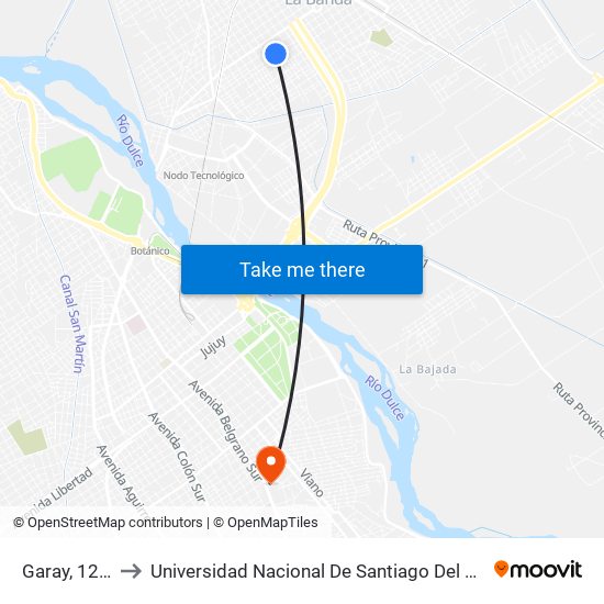 Garay, 1292 to Universidad Nacional De Santiago Del Estero map