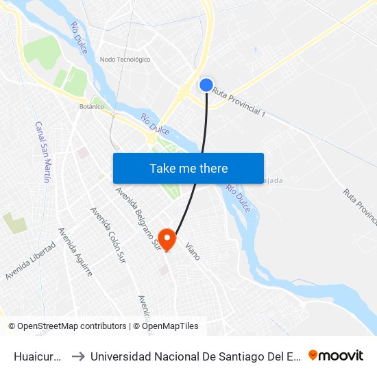 Huaicuru, 7 to Universidad Nacional De Santiago Del Estero map