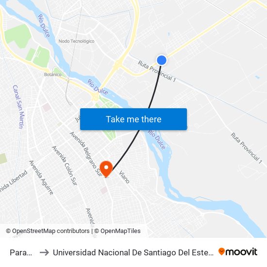 Parada to Universidad Nacional De Santiago Del Estero map