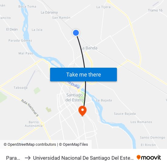 Parada to Universidad Nacional De Santiago Del Estero map
