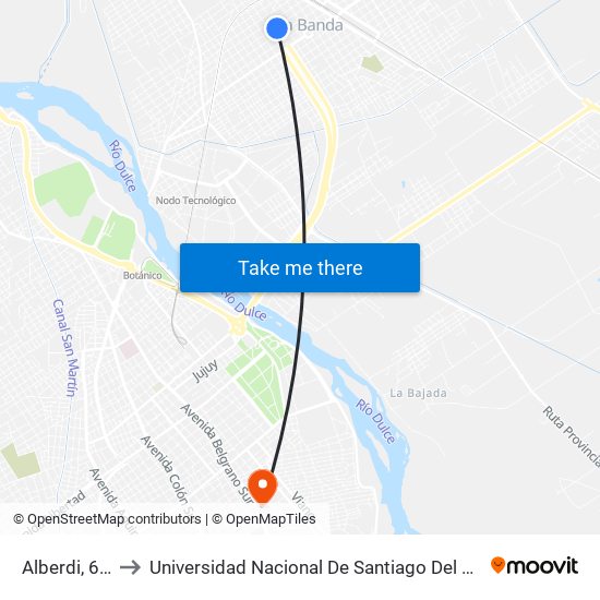 Alberdi, 600 to Universidad Nacional De Santiago Del Estero map