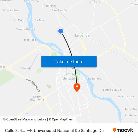 Calle 8, 493 to Universidad Nacional De Santiago Del Estero map