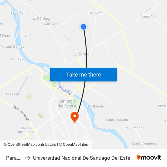 Parada to Universidad Nacional De Santiago Del Estero map