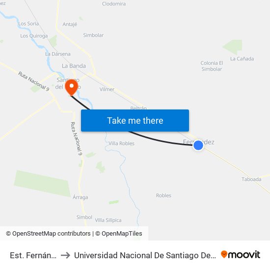 Est. Fernández to Universidad Nacional De Santiago Del Estero map