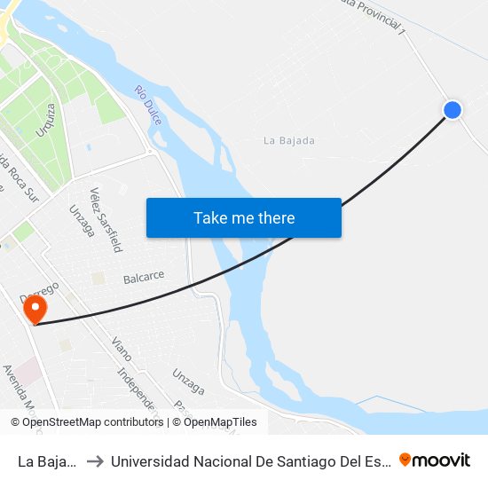 La Bajada to Universidad Nacional De Santiago Del Estero map