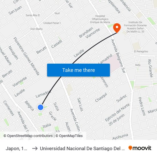 Japon, 1121 to Universidad Nacional De Santiago Del Estero map