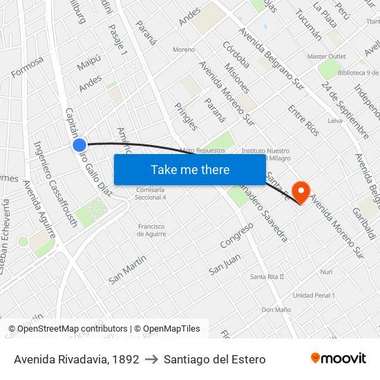 Avenida Rivadavia, 1892 to Santiago del Estero map