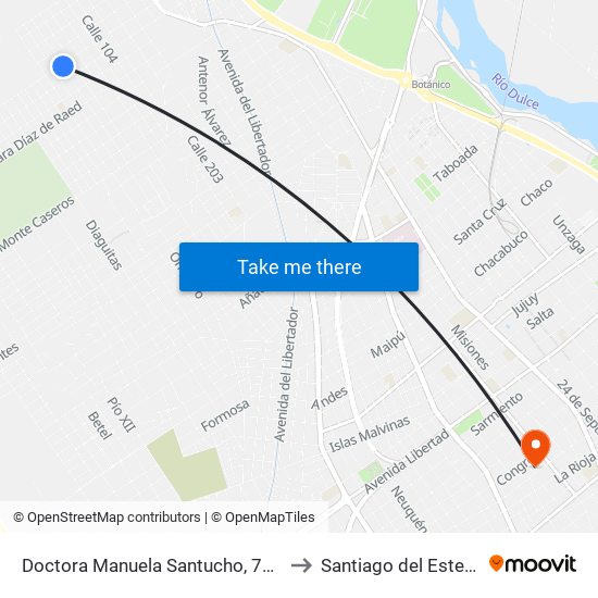 Doctora Manuela Santucho, 714 to Santiago del Estero map