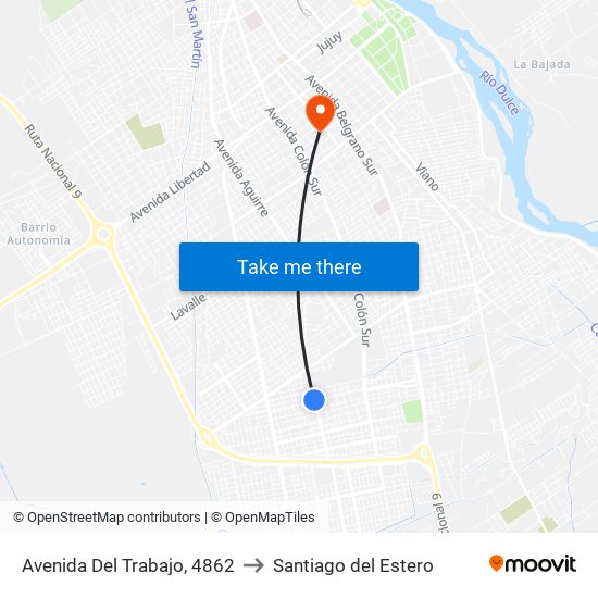 Avenida Del Trabajo, 4862 to Santiago del Estero map