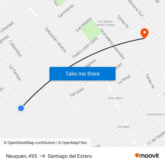 Neuquen, 495 to Santiago del Estero map