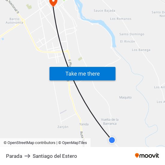 Parada to Santiago del Estero map