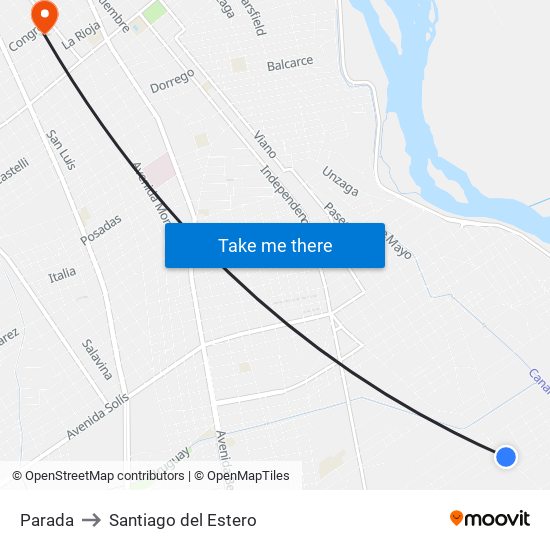 Parada to Santiago del Estero map