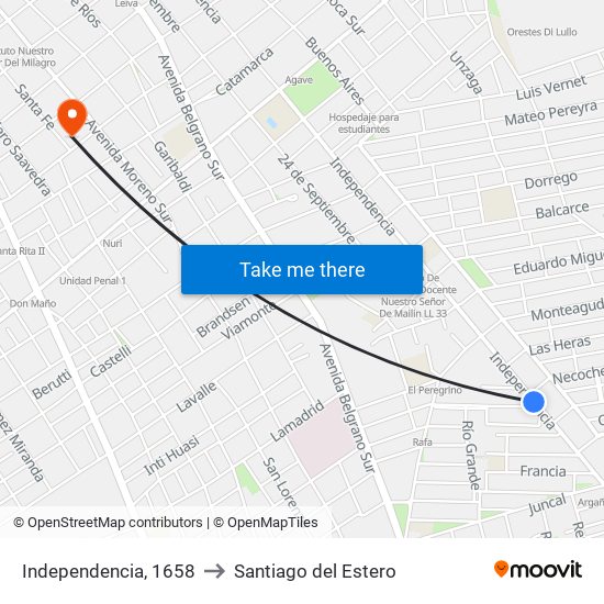 Independencia, 1658 to Santiago del Estero map