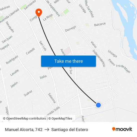 Manuel Alcorta, 742 to Santiago del Estero map
