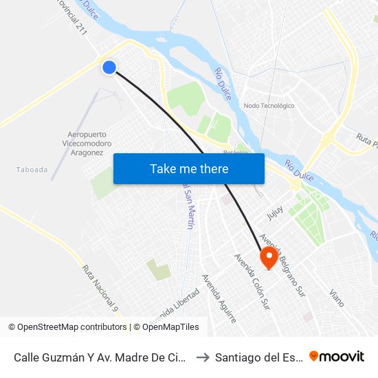 Calle Guzmán Y Av. Madre De Ciudades to Santiago del Estero map