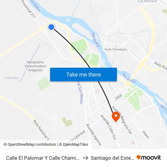 Calle El Palomar Y Calle Chamical to Santiago del Estero map