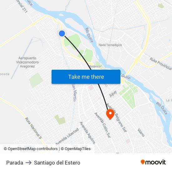Parada to Santiago del Estero map