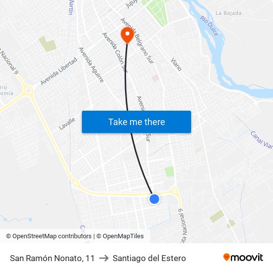 San Ramón Nonato, 11 to Santiago del Estero map