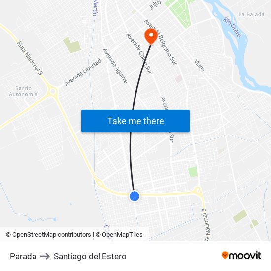 Parada to Santiago del Estero map