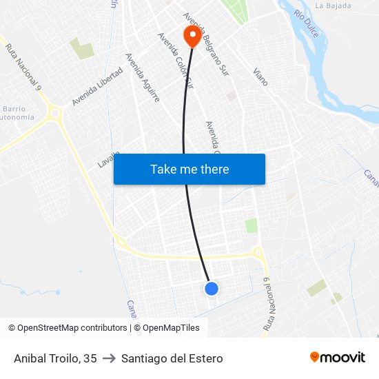 Anibal Troilo, 35 to Santiago del Estero map
