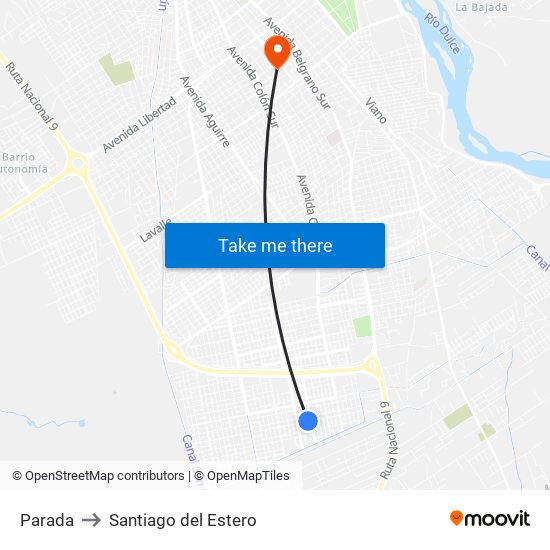 Parada to Santiago del Estero map