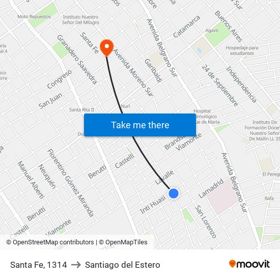 Santa Fe, 1314 to Santiago del Estero map