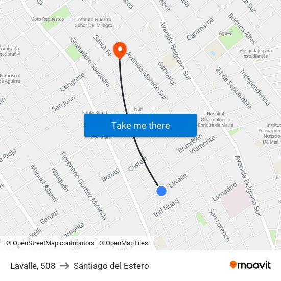 Lavalle, 508 to Santiago del Estero map