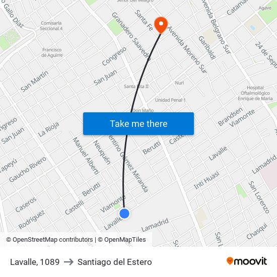 Lavalle, 1089 to Santiago del Estero map