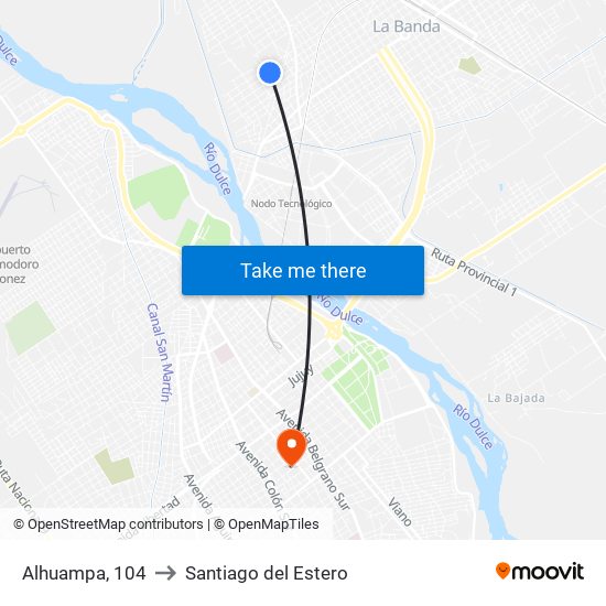 Alhuampa, 104 to Santiago del Estero map