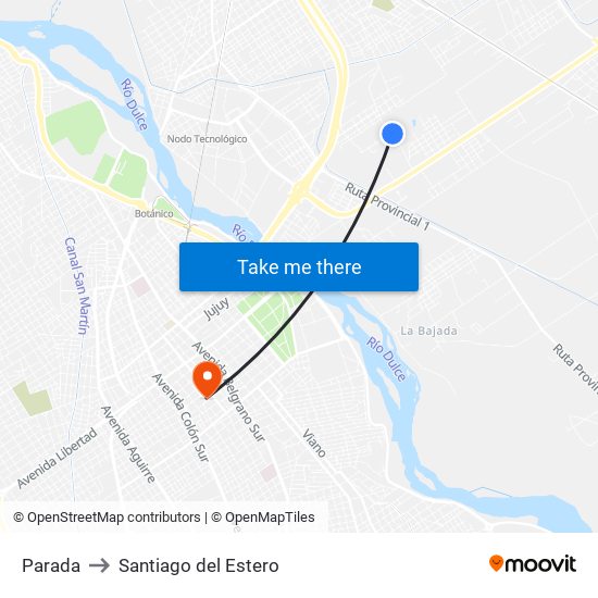 Parada to Santiago del Estero map