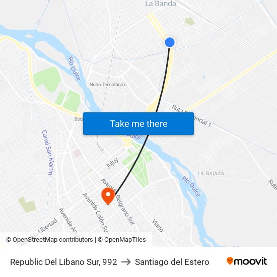 Republic Del Líbano Sur, 992 to Santiago del Estero map