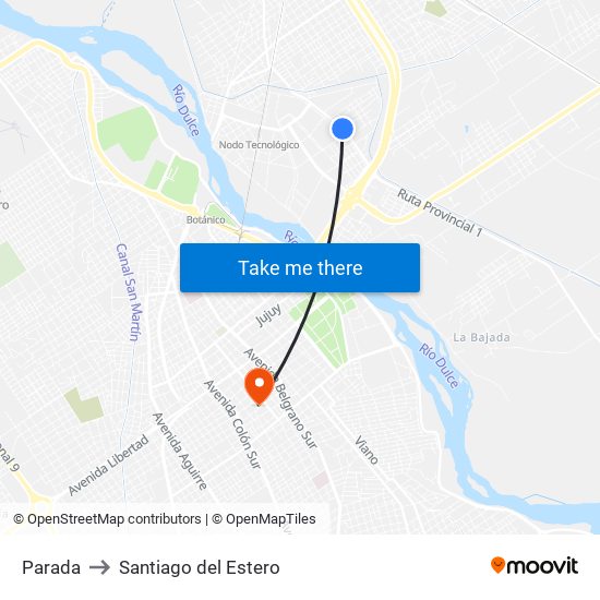 Parada to Santiago del Estero map
