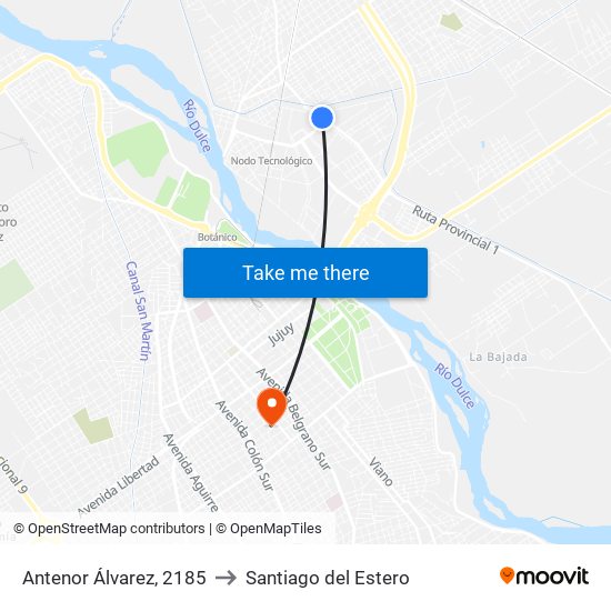 Antenor Álvarez, 2185 to Santiago del Estero map